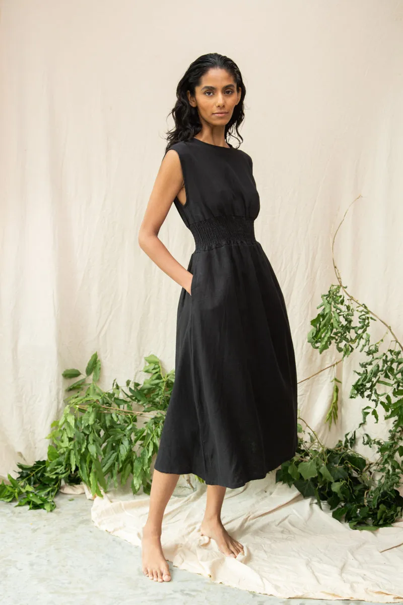 Ottillie-May Linen Dress in Black sold by Beaumont Organic product image thumbnail 2