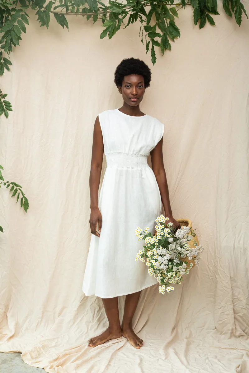 Ottillie-May Linen Dress in Snow White sold by Beaumont Organic product image thumbnail 2