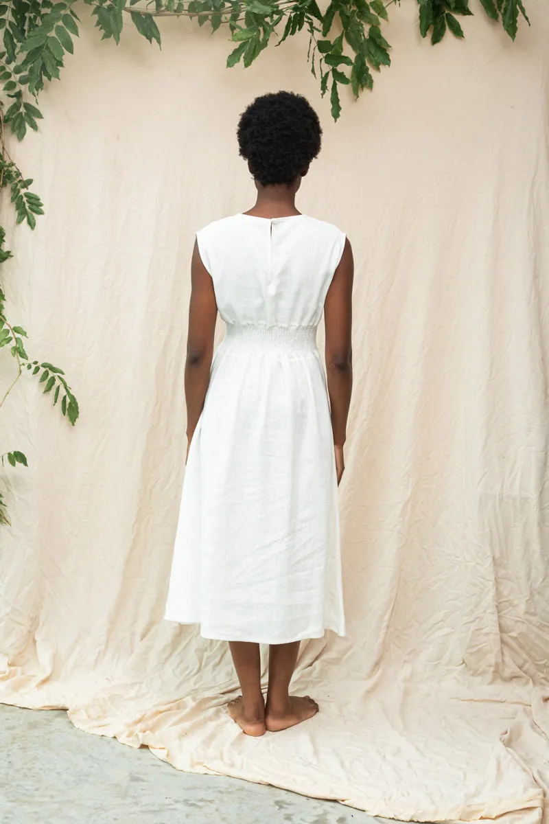 Ottillie-May Linen Dress in Snow White sold by Beaumont Organic product image thumbnail 4
