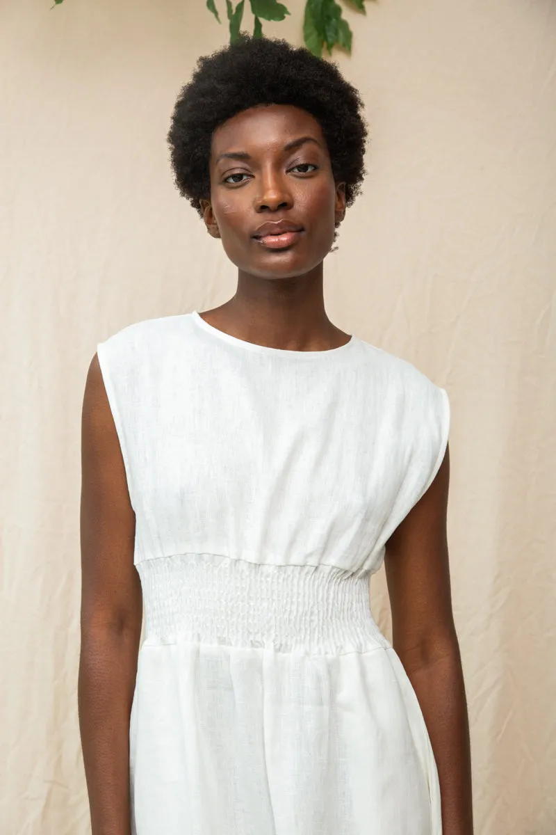 Ottillie-May Linen Dress in Snow White sold by Beaumont Organic product image thumbnail 5