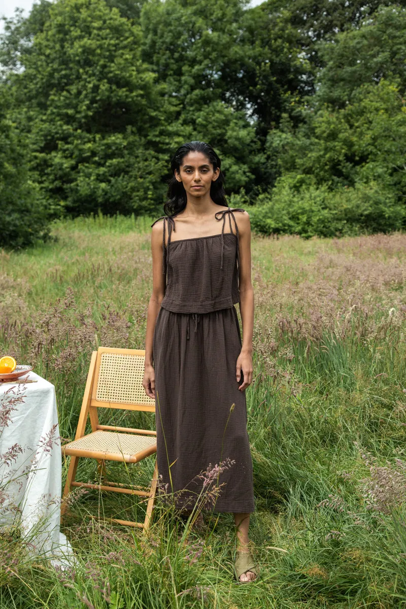 Janis Organic Cotton Top in Cacao sold by Beaumont Organic