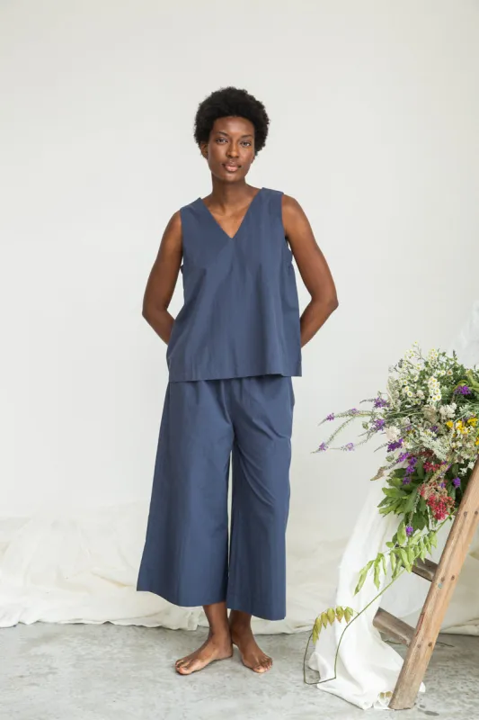 Azure Organic Cotton Top in Midnight sold by Beaumont Organic