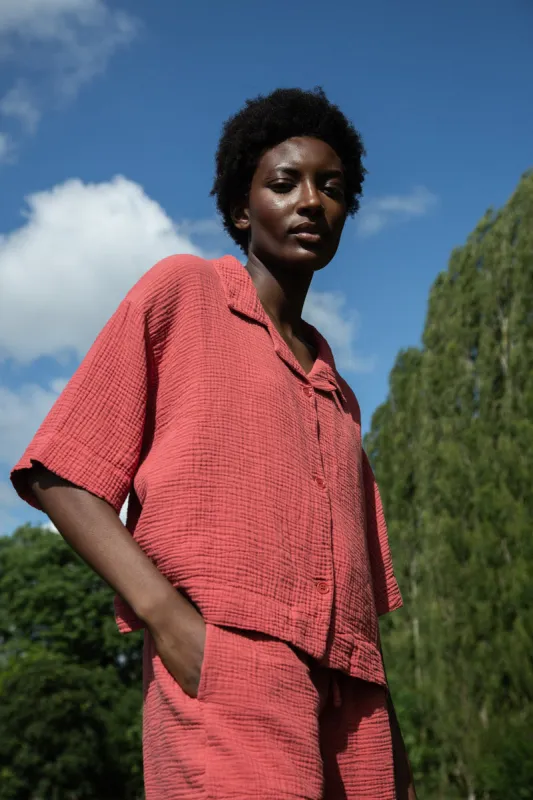 Ameera Organic Cotton Shirt in Rose sold by Beaumont Organic