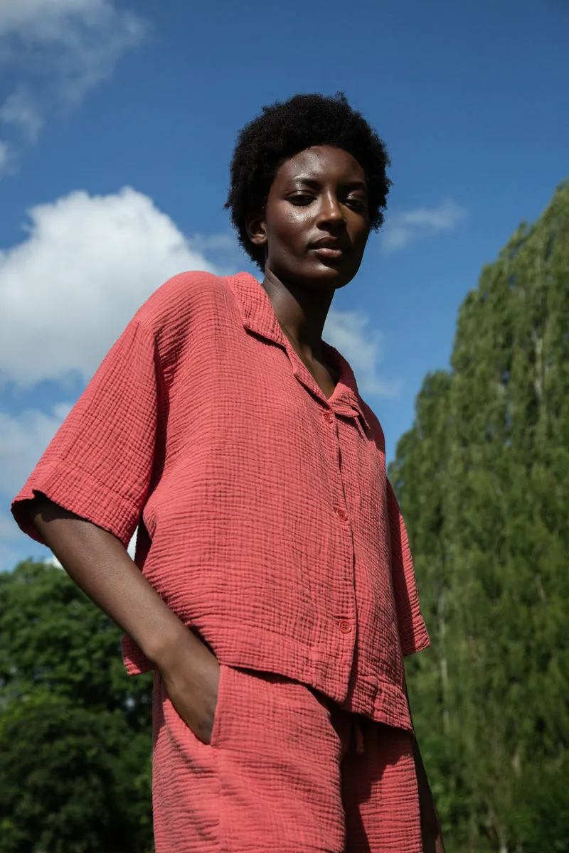 Ameera Organic Cotton Shirt in Rose sold by Beaumont Organic