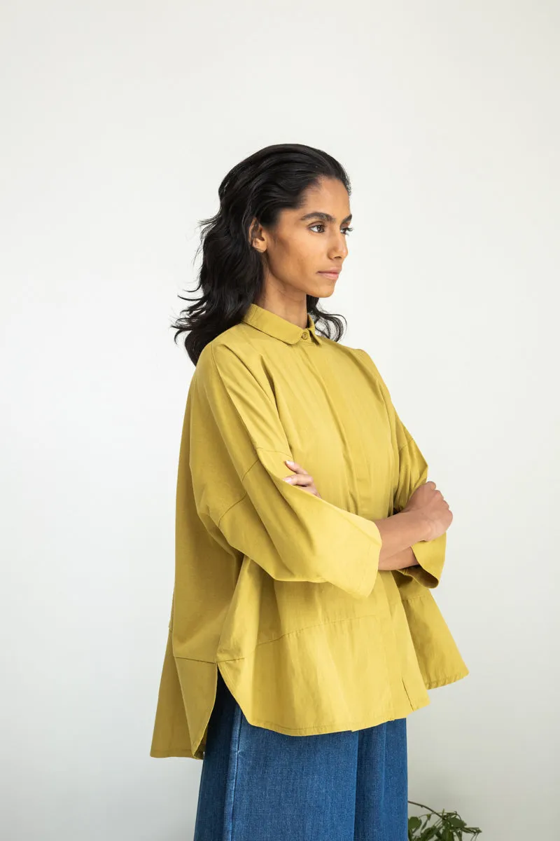 Lissie Organic Cotton Shirt in Bright Olive sold by Beaumont Organic