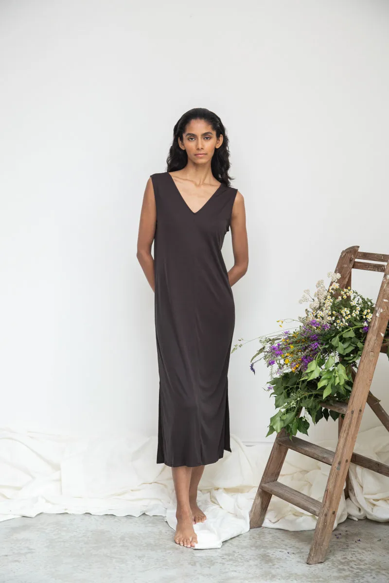 Catalina-Lou Lyocell Dress in Charcoal sold by Beaumont Organic