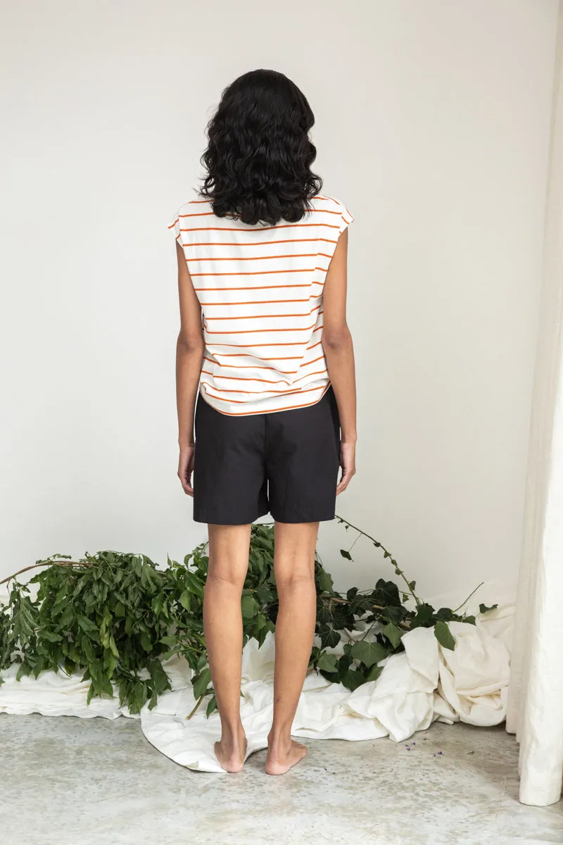 Aukai-Sue Organic Cotton Top in White and Brick Thin Stripe sold by Beaumont Organic product image thumbnail 2