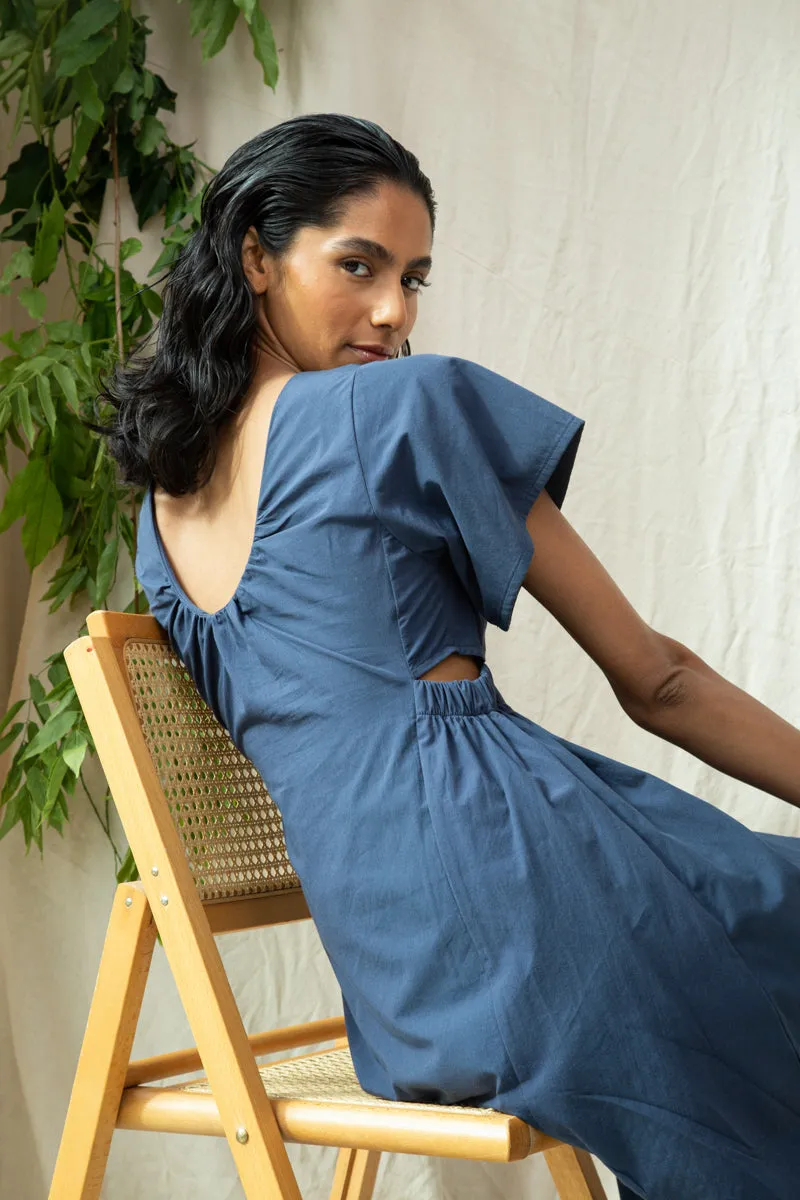 Nathalia Organic Cotton Dress in Midnight sold by Beaumont Organic