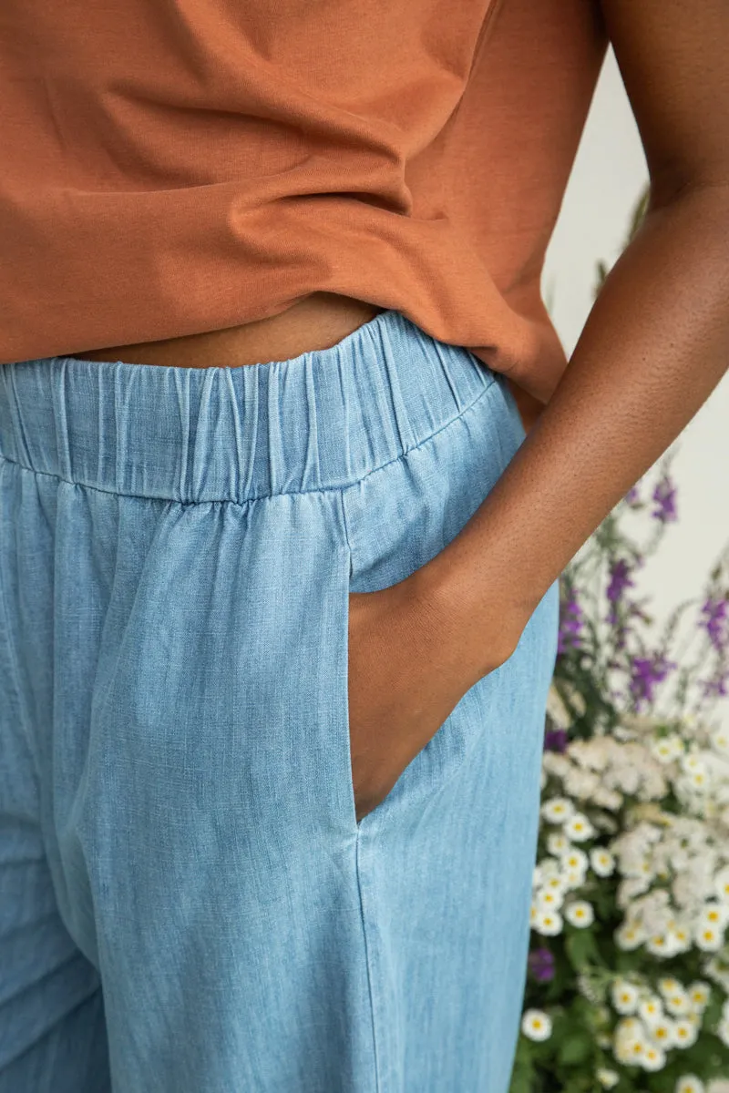 Evora-Leigh Organic Cotton Denim Trouser in Chambray Blue sold by Beaumont Organic product image thumbnail 4