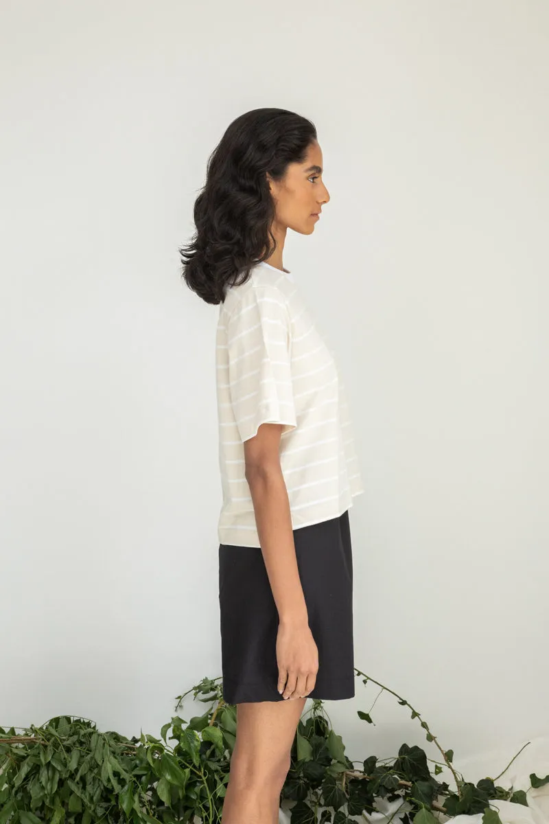Bay-Sue Organic Cotton Top in Sand and White Thin Stripe sold by Beaumont Organic product image thumbnail 3