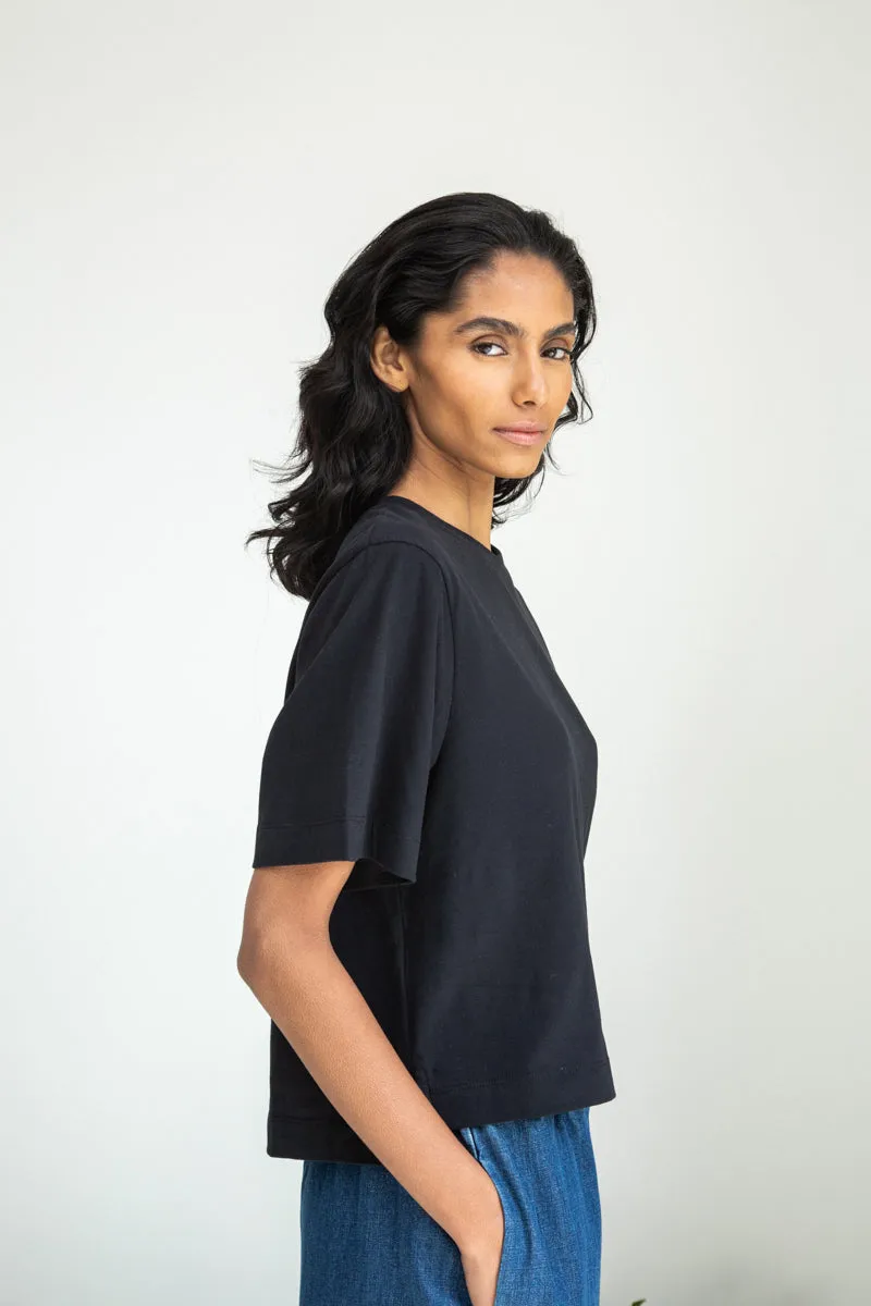 Bay Organic Cotton Top in Black sold by Beaumont Organic
