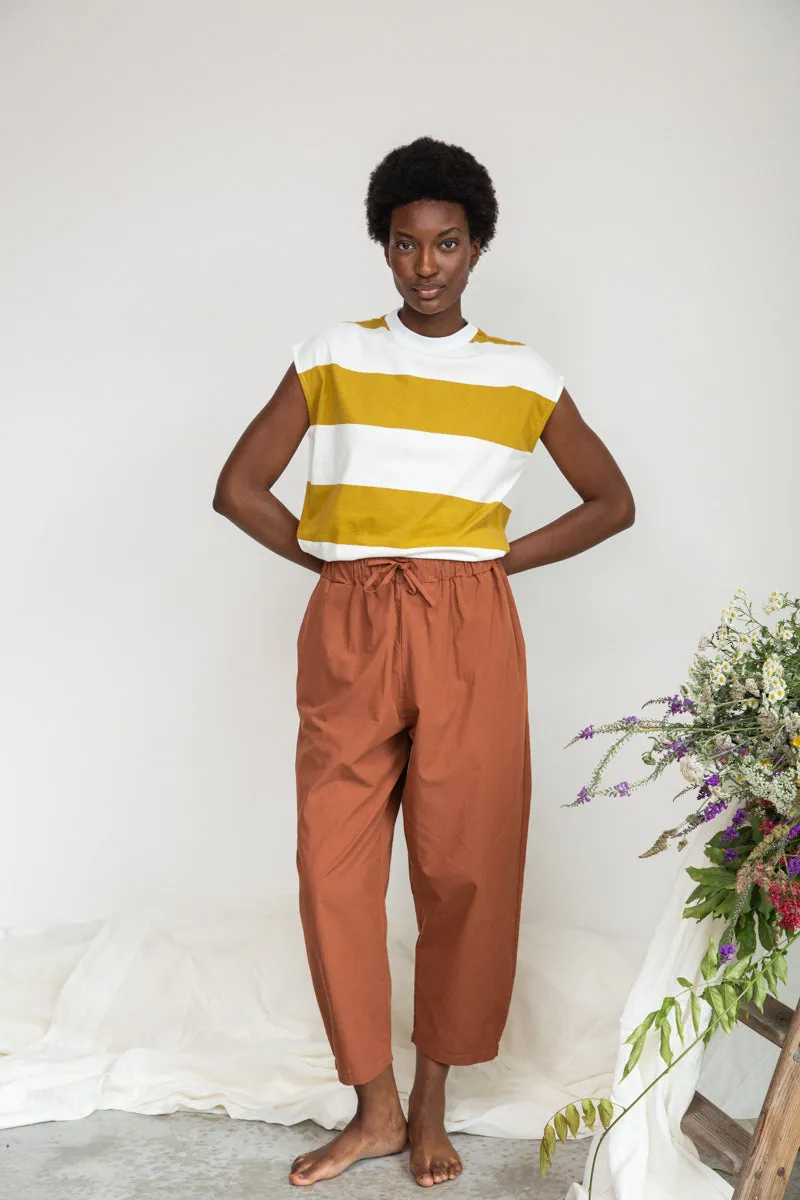 Aukai-Sue Organic Cotton Top in Olive and White Bold Stripe sold by Beaumont Organic product image thumbnail 2