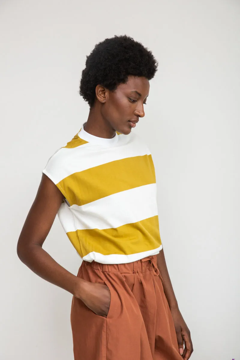 Aukai-Sue Organic Cotton Top in Olive and White Bold Stripe sold by Beaumont Organic product image thumbnail 4