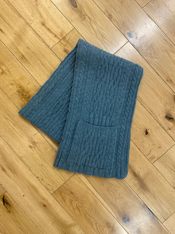 Pippy Lambswool Knitted Scarf in Storm made by Beaumont Organic