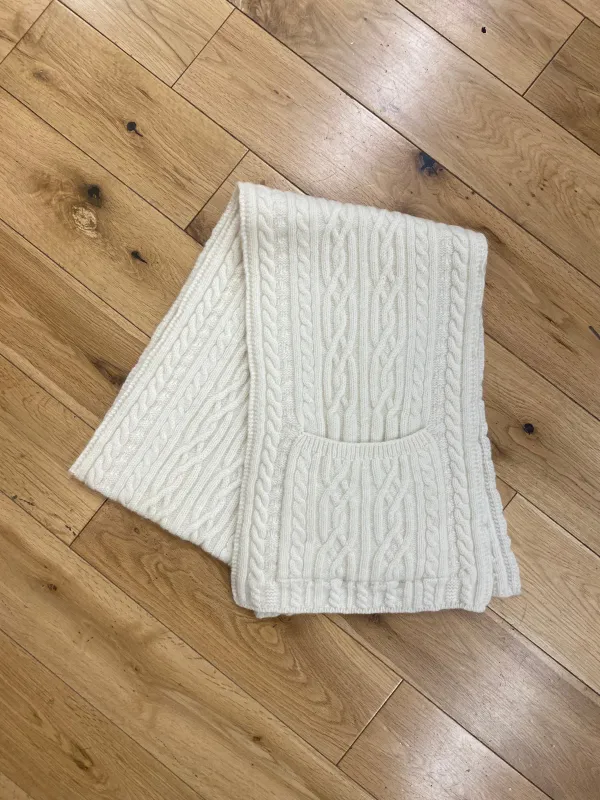 Pippy Lambswool Knitted Scarf in Ecru made by Beaumont Organic