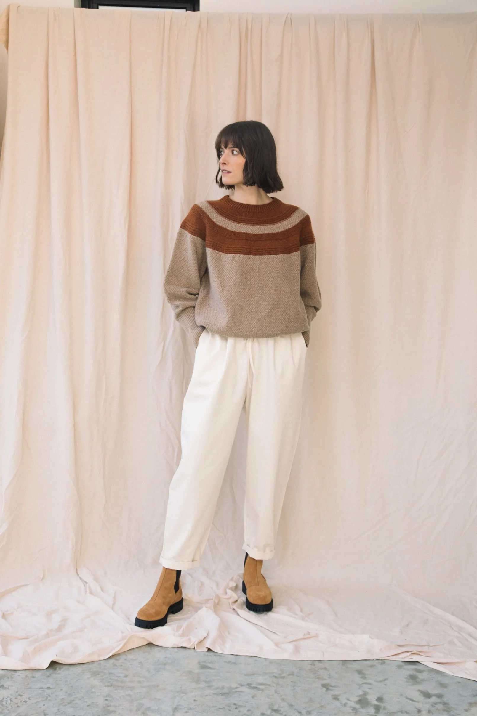 Cedar Organic Cotton Twill Trouser in Off-White sold by Beaumont Organic