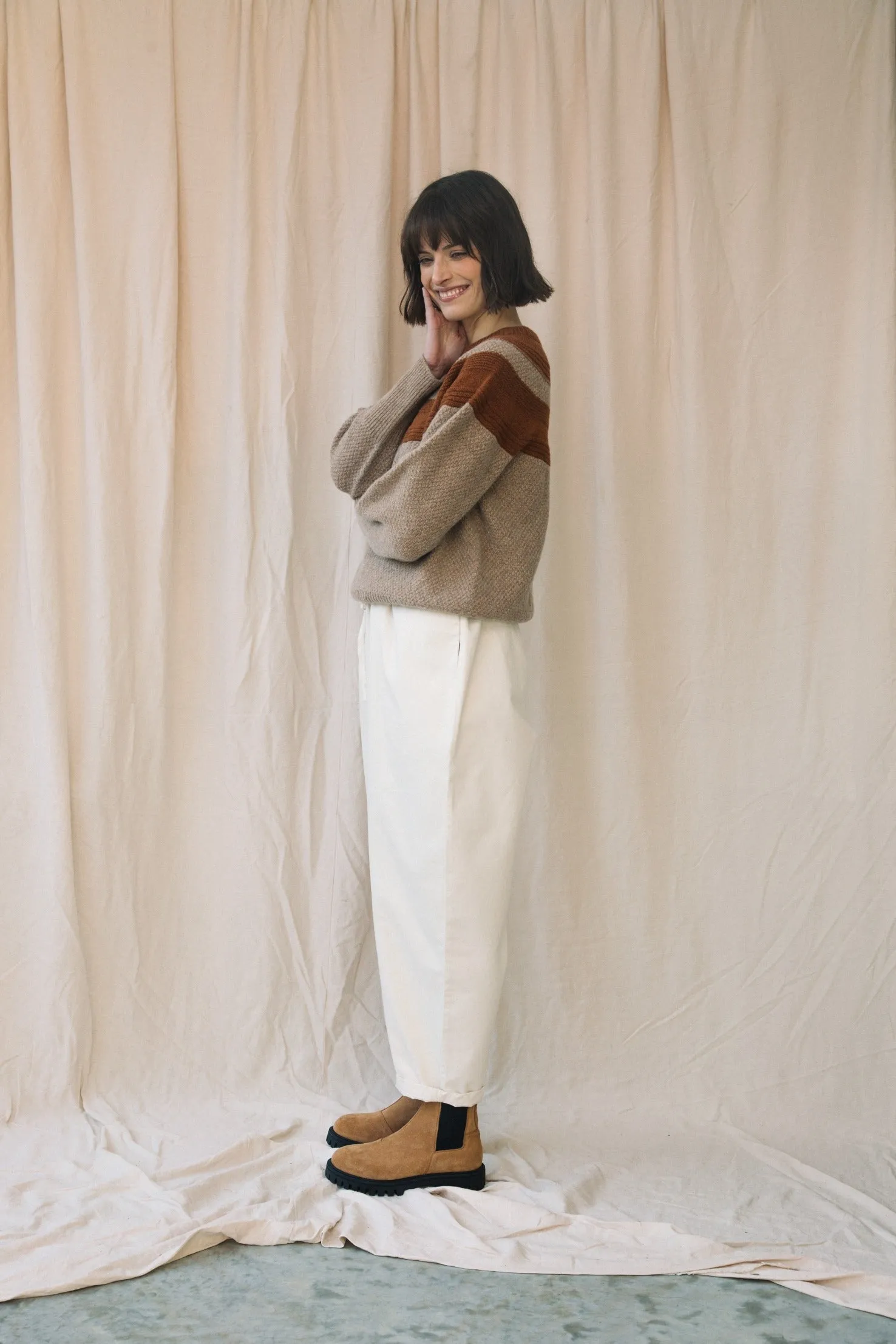 Cedar Organic Cotton Twill Trouser in Off-White sold by Beaumont Organic product image thumbnail 2