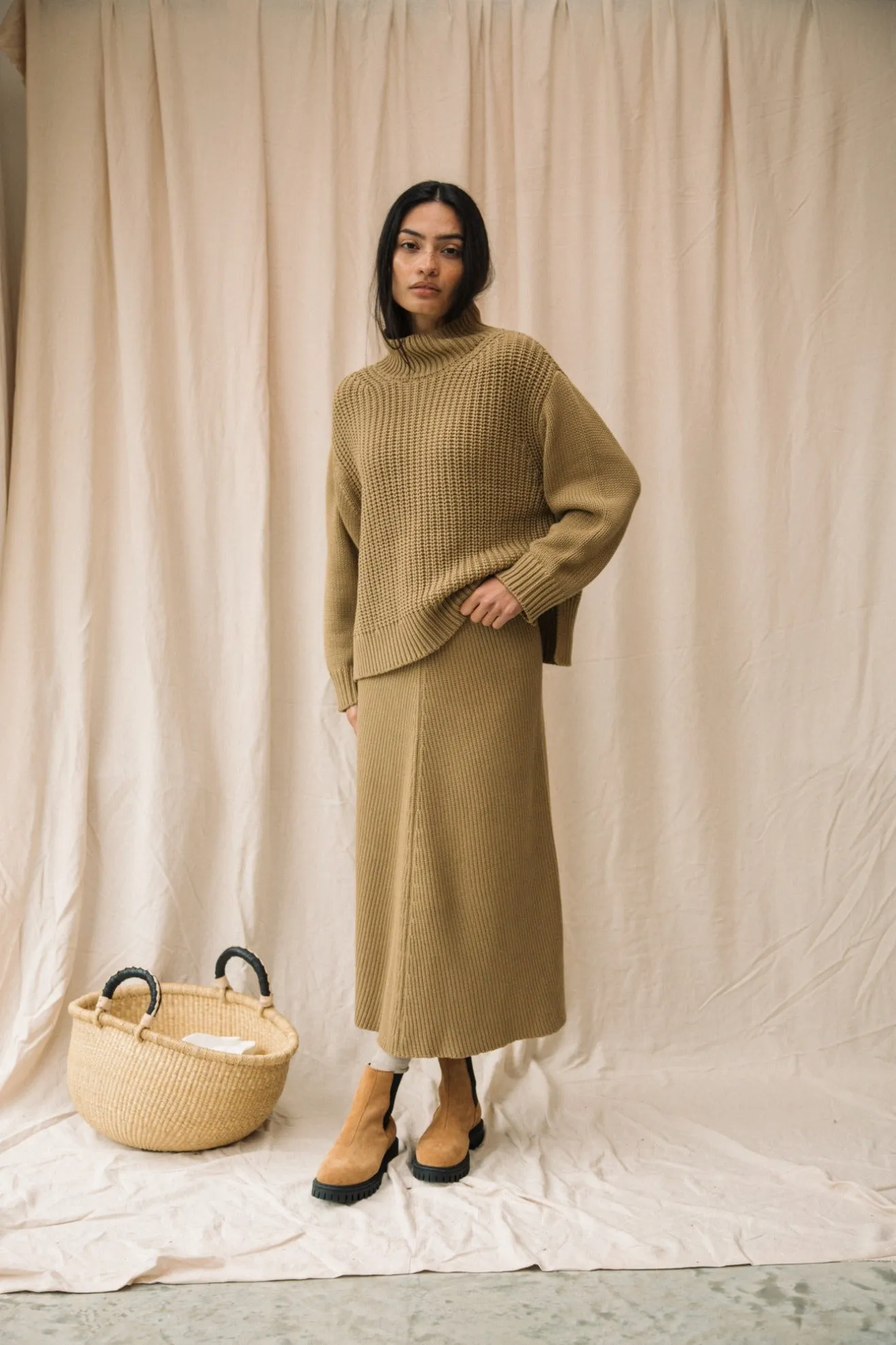 Mio Organic Cotton Knitted Skirt in Sand sold by Beaumont Organic product image thumbnail 4