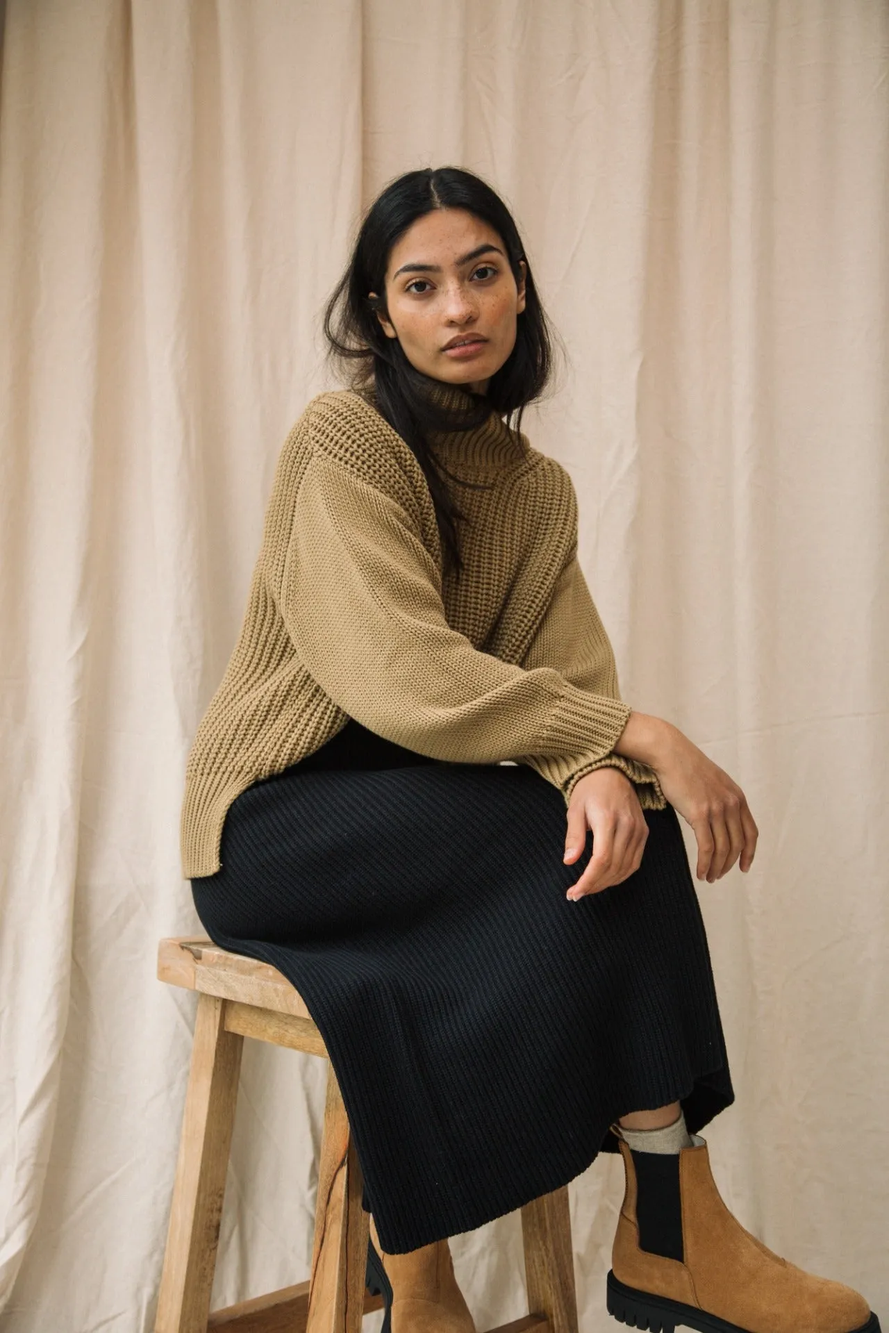 Mio Organic Cotton Knitted Skirt in Black sold by Beaumont Organic product image thumbnail 3