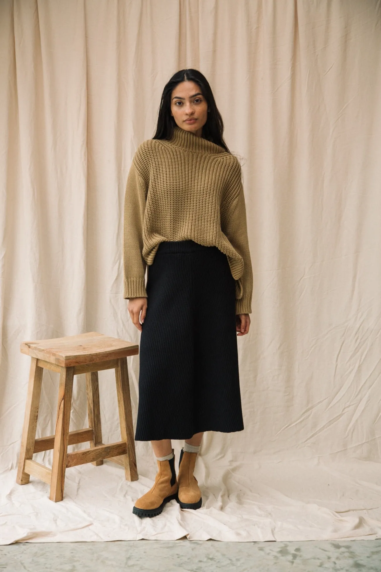 Mio Organic Cotton Knitted Skirt in Black sold by Beaumont Organic product image thumbnail 2