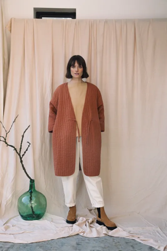 Akoya Organic Cotton Quilted Jacket in Tortoiseshell made by Beaumont Organic