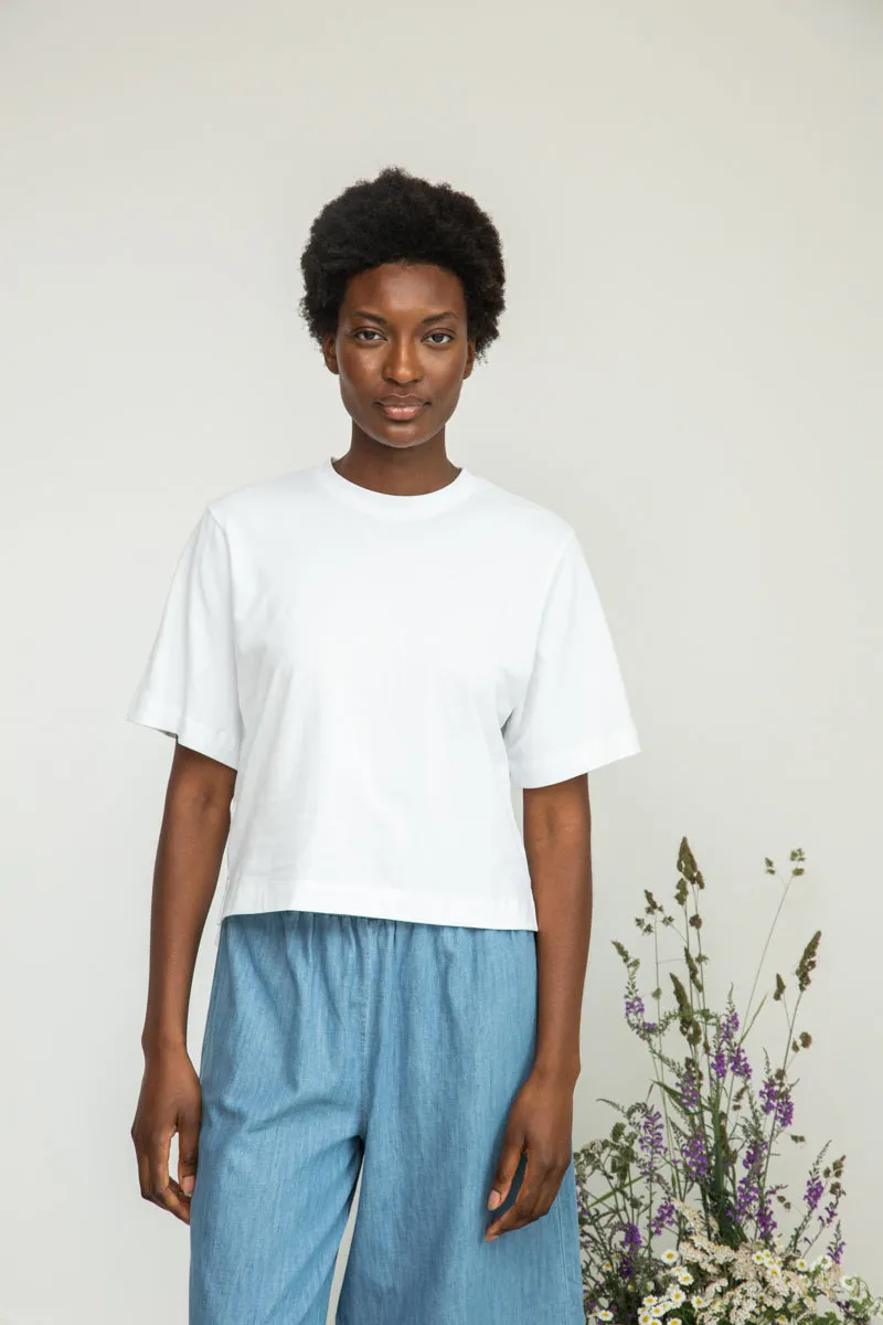 Bay Organic Cotton Jersey Top in White sold by Beaumont Organic