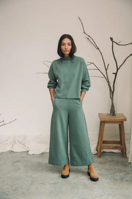 Taya Organic Cotton Felpe Jogger in Eucalyptus sold by Beaumont Organic