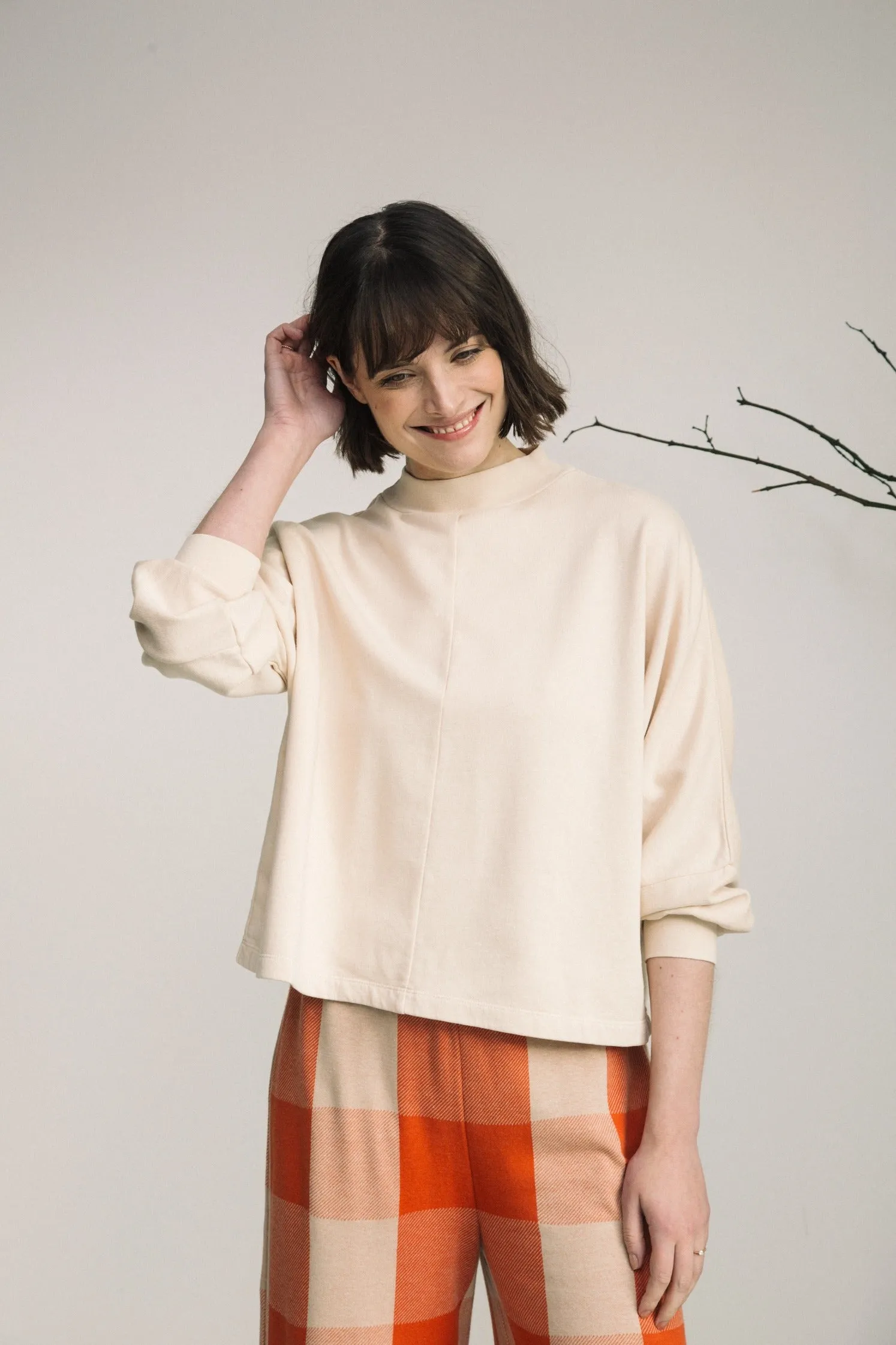 Maiya Organic Cotton Felpe Sweatshirt in Cream sold by Beaumont Organic