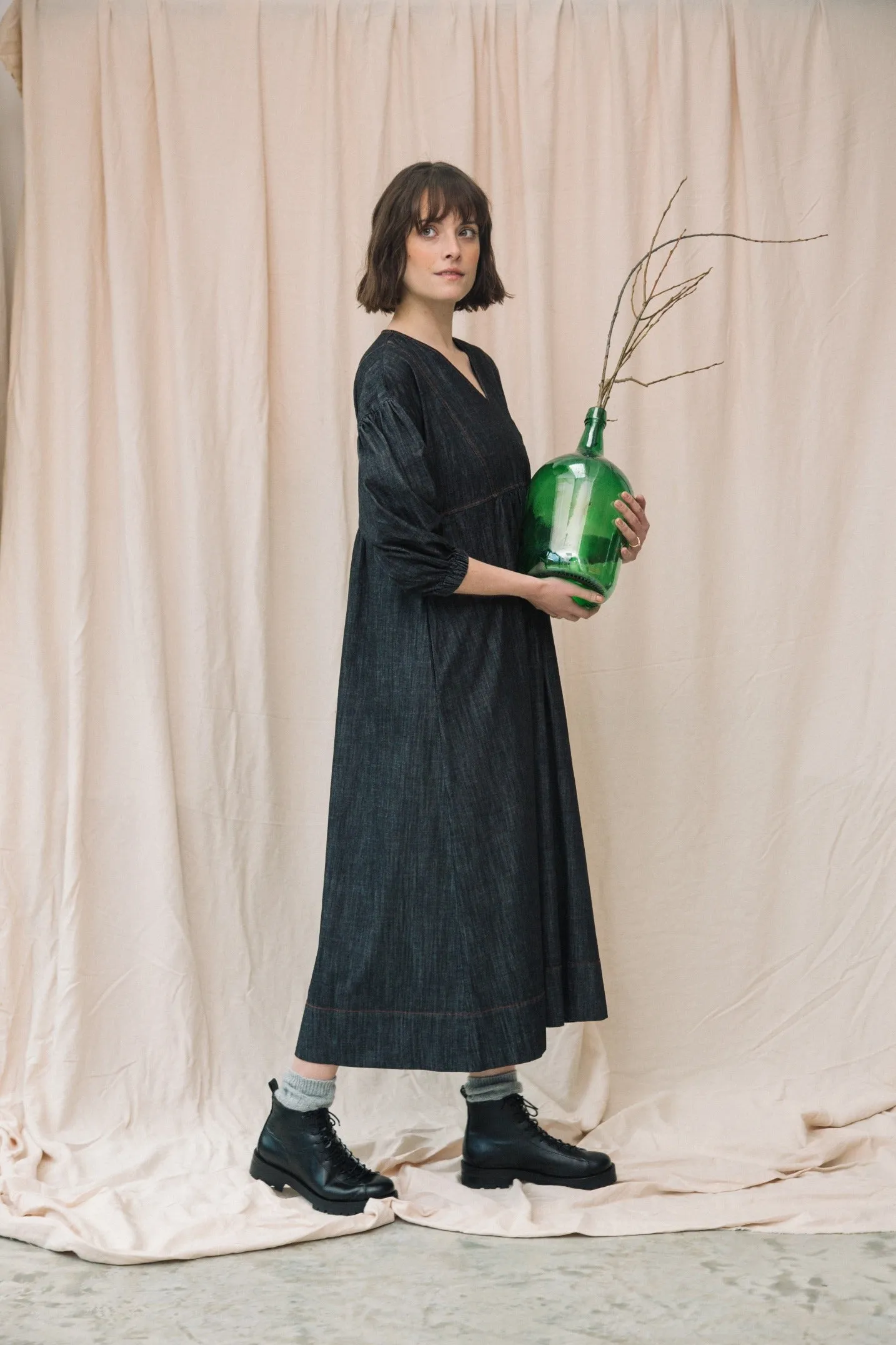 Harumi-Leigh Organic Cotton Denim Dress in Black sold by Beaumont Organic product image thumbnail 2