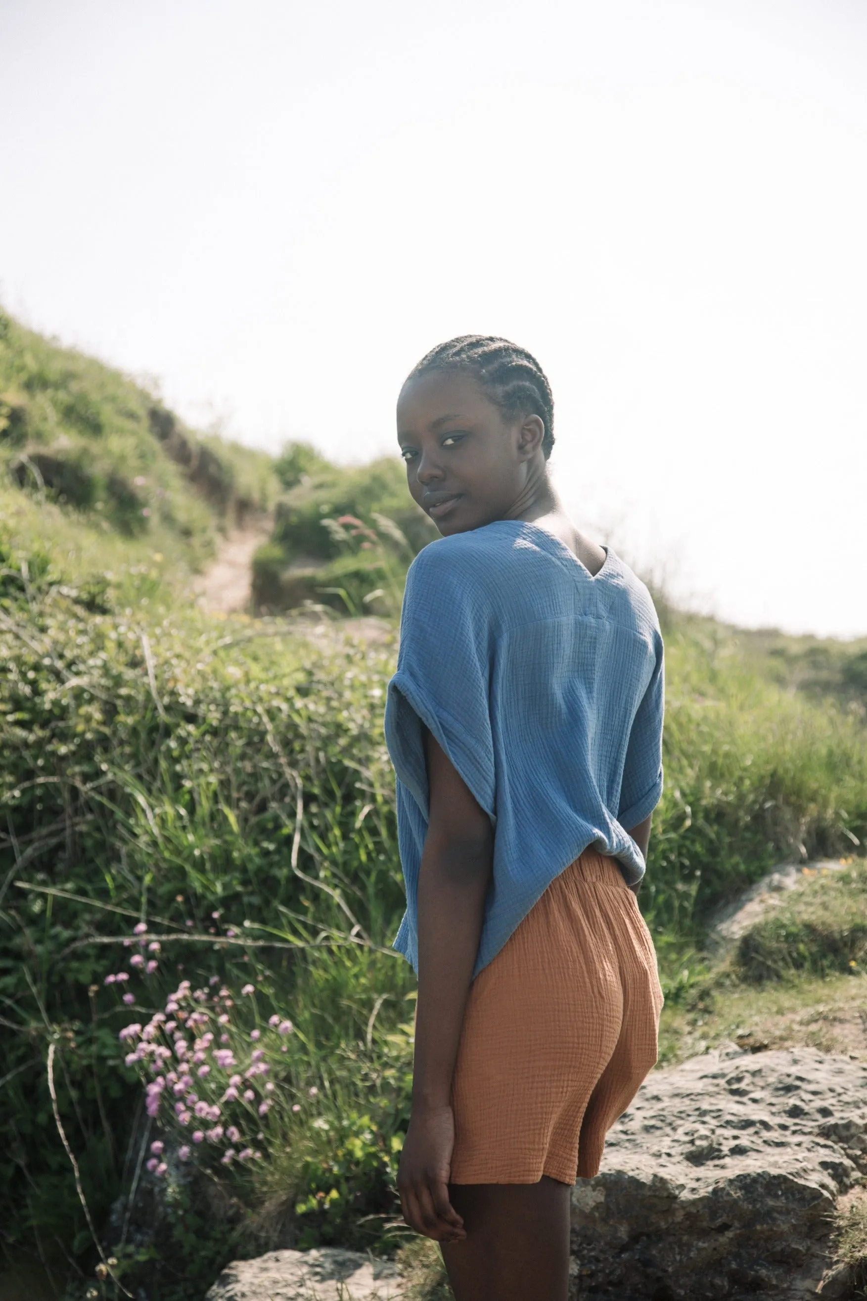 Gilma Organic Cotton Shorts in Pecan by HANNAH BEAUMONT sold by Beaumont Organic product image thumbnail 4