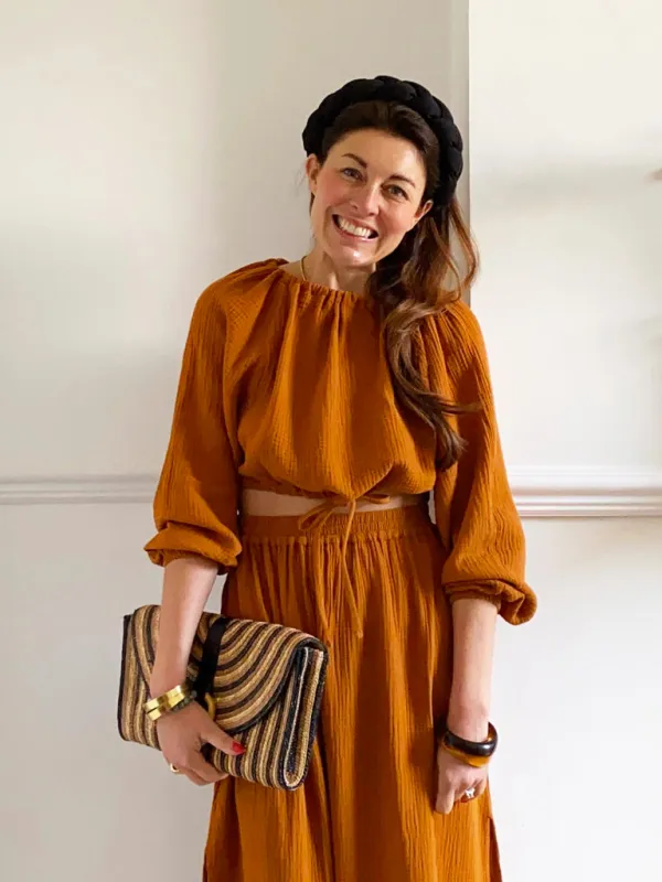 Cordelia Organic Cotton Top in Pecan by HANNAH BEAUMONT made by Beaumont Organic