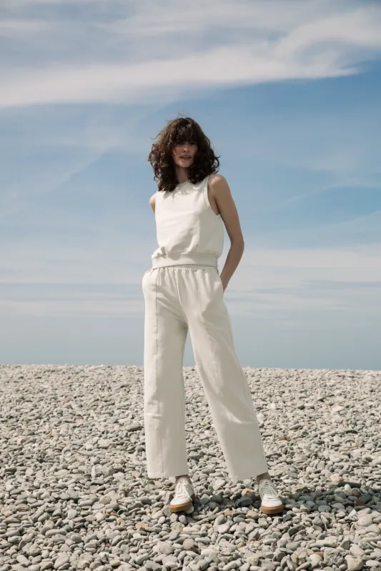 Nerida Organic Cotton Trousers in Stone sold by Beaumont Organic