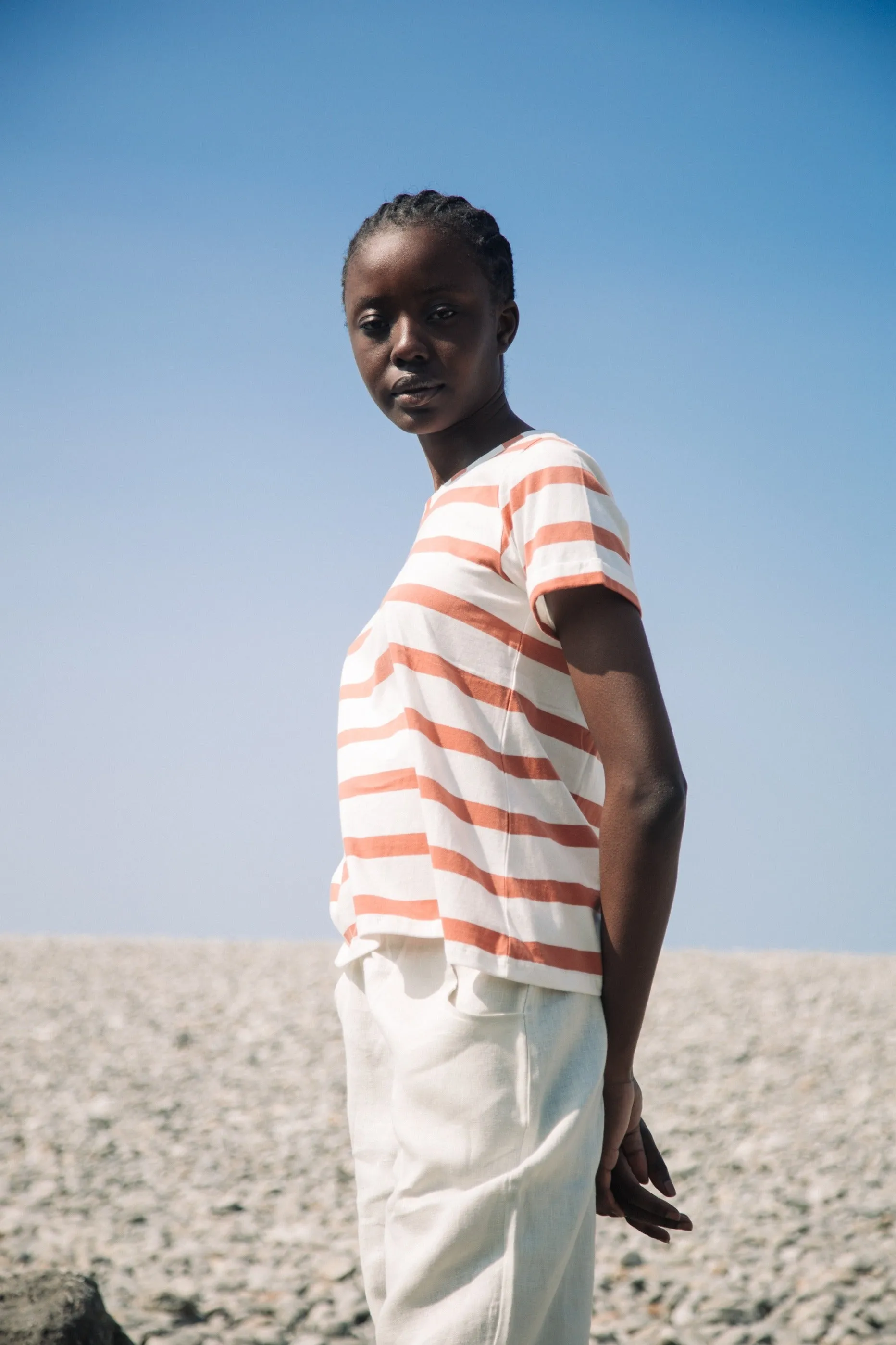 Nori-Sue Organic Cotton Top in Rust and White sold by Beaumont Organic product image thumbnail 3