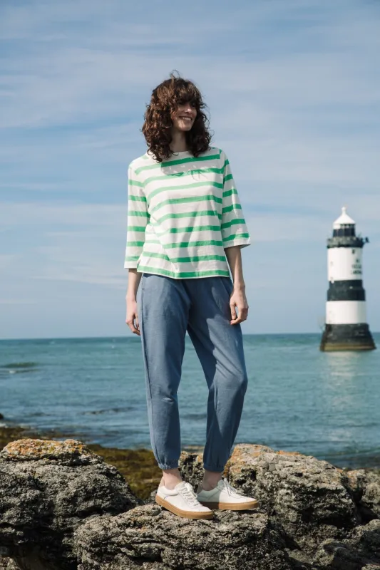 Hama-Sue Organic Cotton Top in Apple and White made by Beaumont Organic