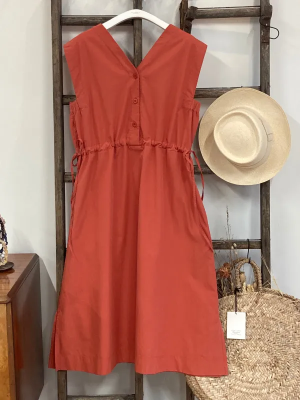 Athena Organic Cotton Dress in Rust sold by Beaumont Organic