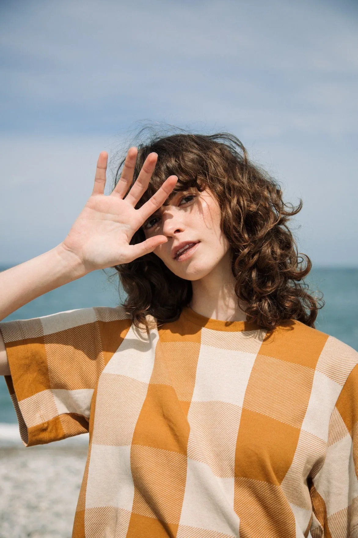 Bay-Cay Organic Cotton Top in Ecru and Golden Tan sold by Beaumont Organic product image thumbnail 3