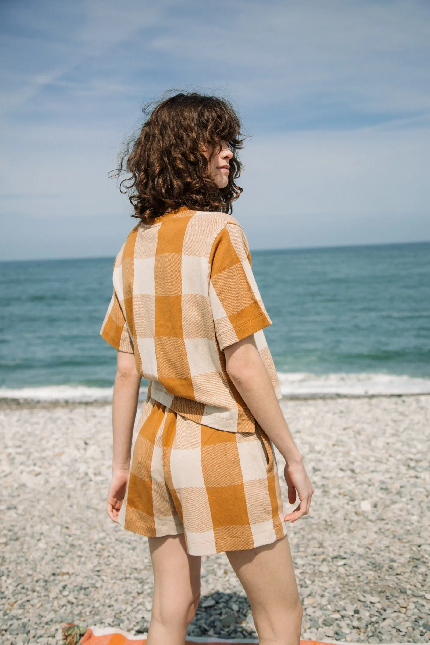 Bay-Cay Organic Cotton Top in Ecru and Golden Tan sold by Beaumont Organic product image thumbnail 2