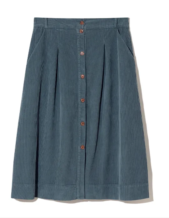 Alyvia Organic Cotton Cord Skirt in Petrol sold by Beaumont Organic product image thumbnail 3