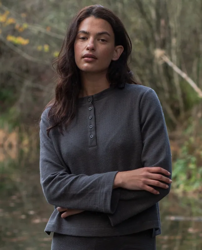 Hayden Organic Cotton Waffle Top in Slate made by Beaumont Organic