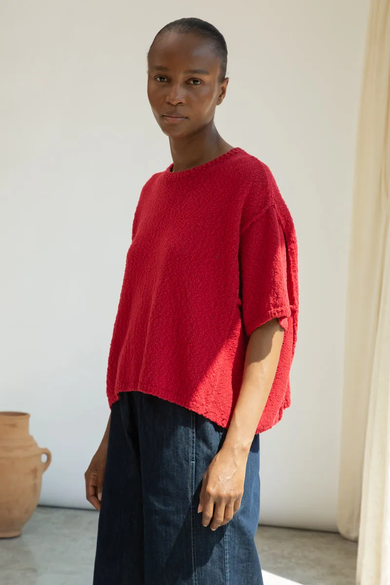 Alessia Cotton Linen Knit Top in Scarlet sold by Beaumont Organic product image thumbnail 3