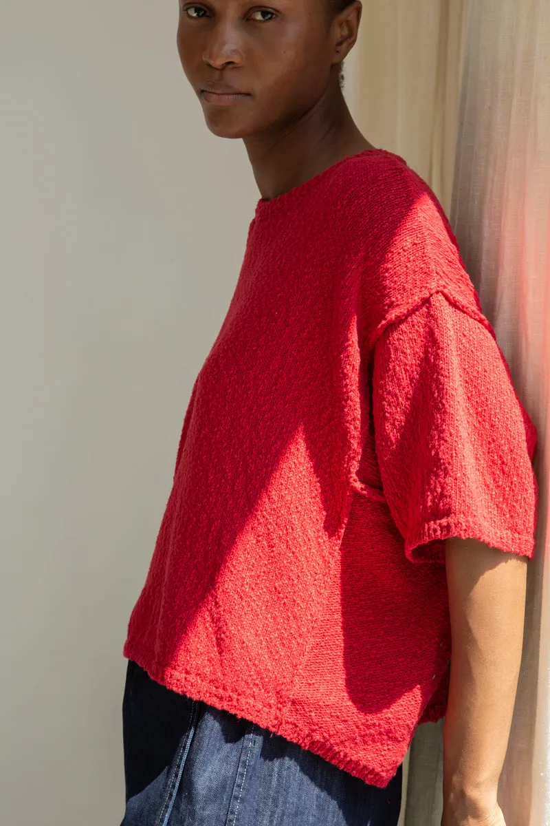 Alessia Cotton Linen Knit Top in Scarlet sold by Beaumont Organic product image thumbnail 4