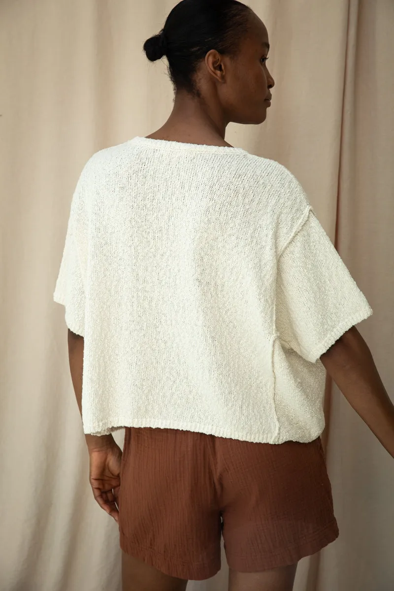 Alessia Cotton Linen Knit Top in Off White sold by Beaumont Organic product image thumbnail 4