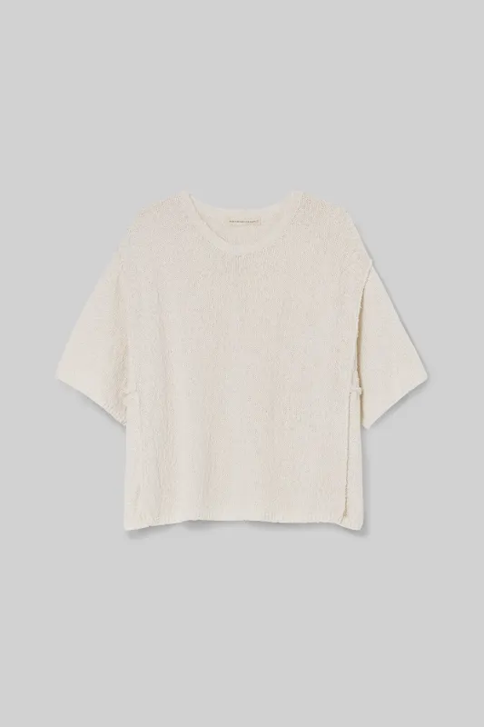 Alessia Cotton Linen Knit Top in Off White made by Beaumont Organic