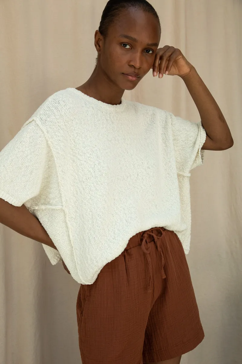 Alessia Cotton Linen Knit Top in Off White sold by Beaumont Organic product image thumbnail 3