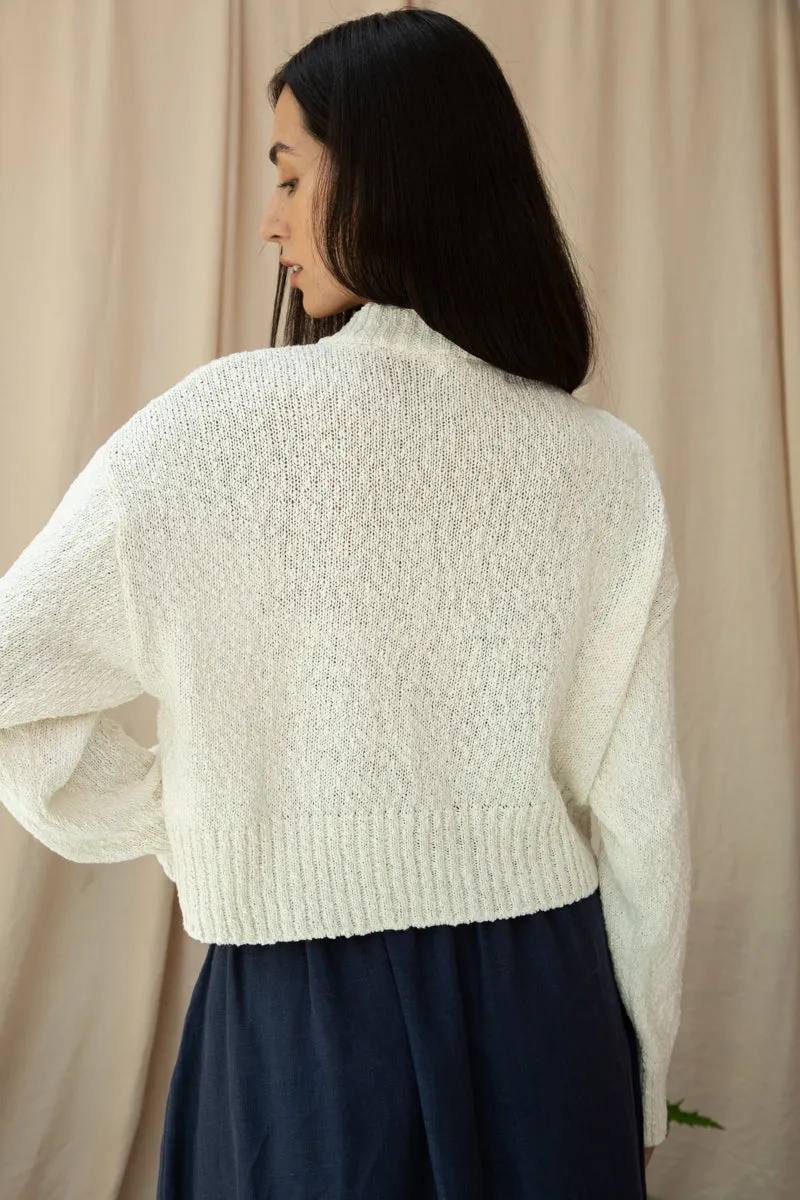 Sugi Cotton Linen Knit Cardigan in Off White sold by Beaumont Organic product image thumbnail 4