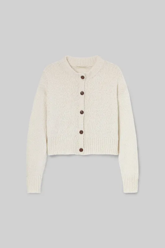 Sugi Cotton Linen Knit Cardigan in Off White made by Beaumont Organic
