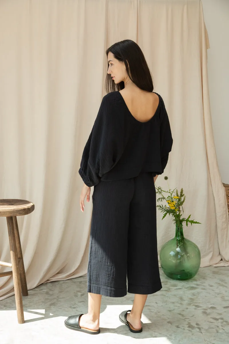 Ivy Organic Cotton Cheesecloth Top in Black sold by Beaumont Organic product image thumbnail 5