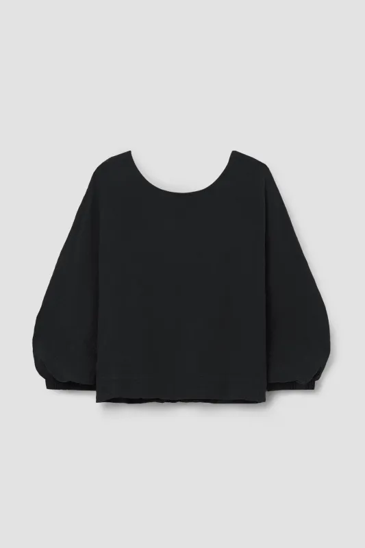 Ivy Organic Cotton Cheesecloth Top in Black made by Beaumont Organic