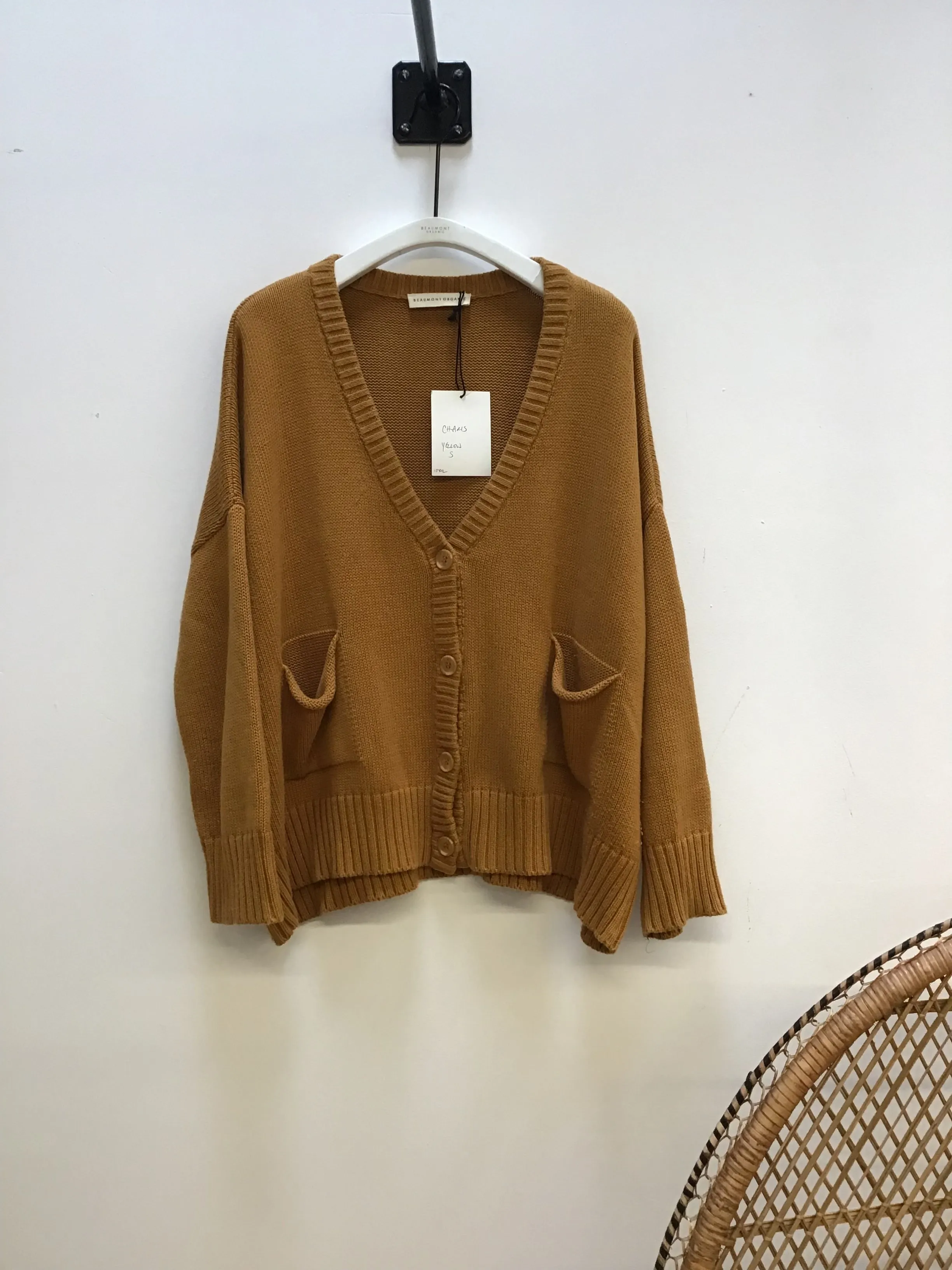 Charis Recycled Cotton Cardigan in Ochre S Preloved sold by Beaumont Organic