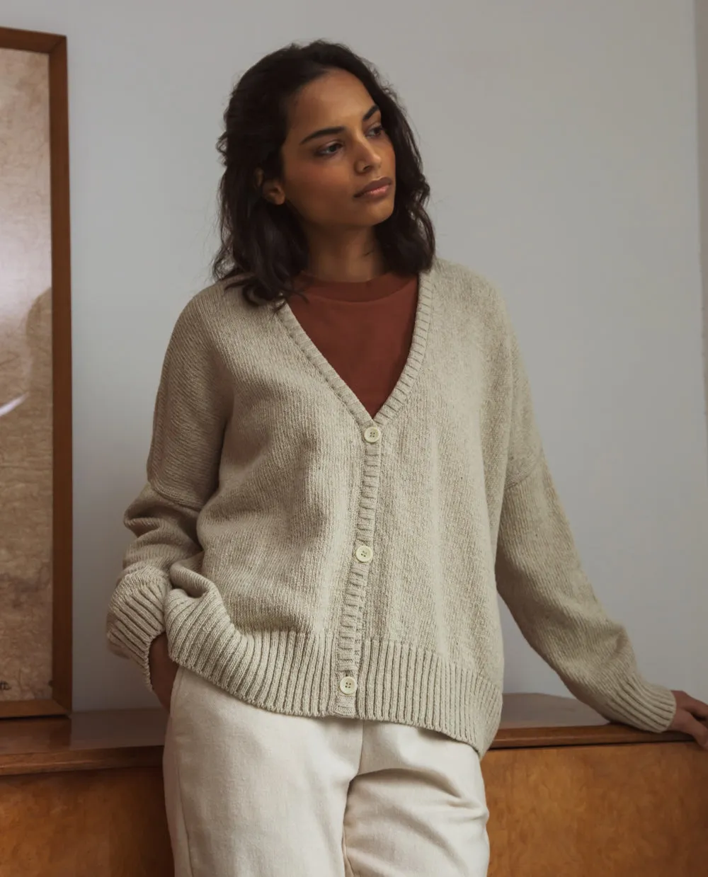 Charis Recycled Cotton Cardigan in Ochre S Preloved sold by Beaumont Organic product image thumbnail 2